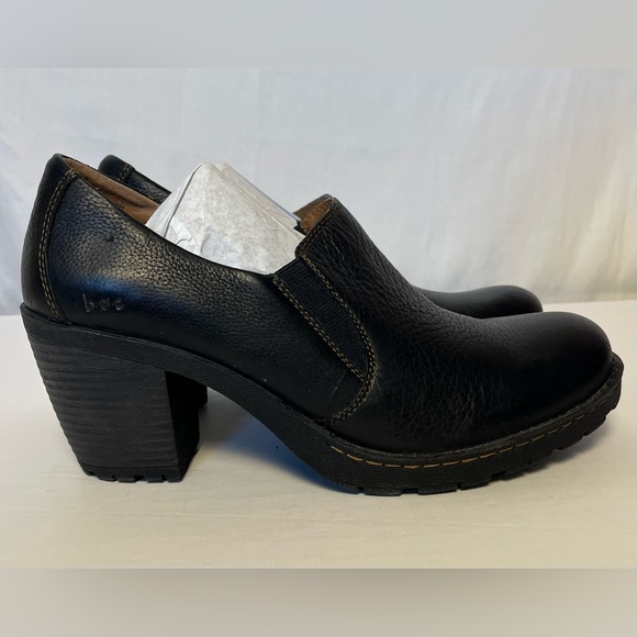 NWOT - b.o.c Leather Slide On Clog Style Shoes w. Block Heels - Black - Sz 10 - Picture 5 of 13